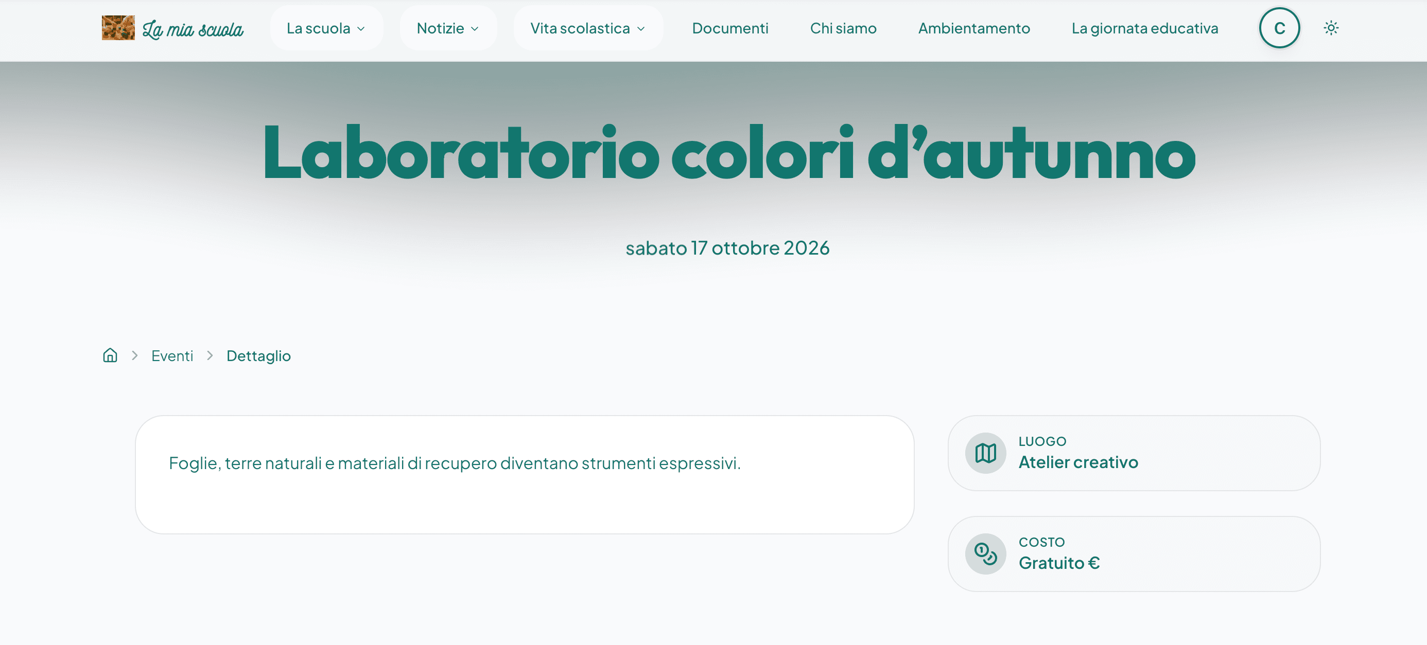Pagina pubblica dell’evento Laboratorio colori d’autunno