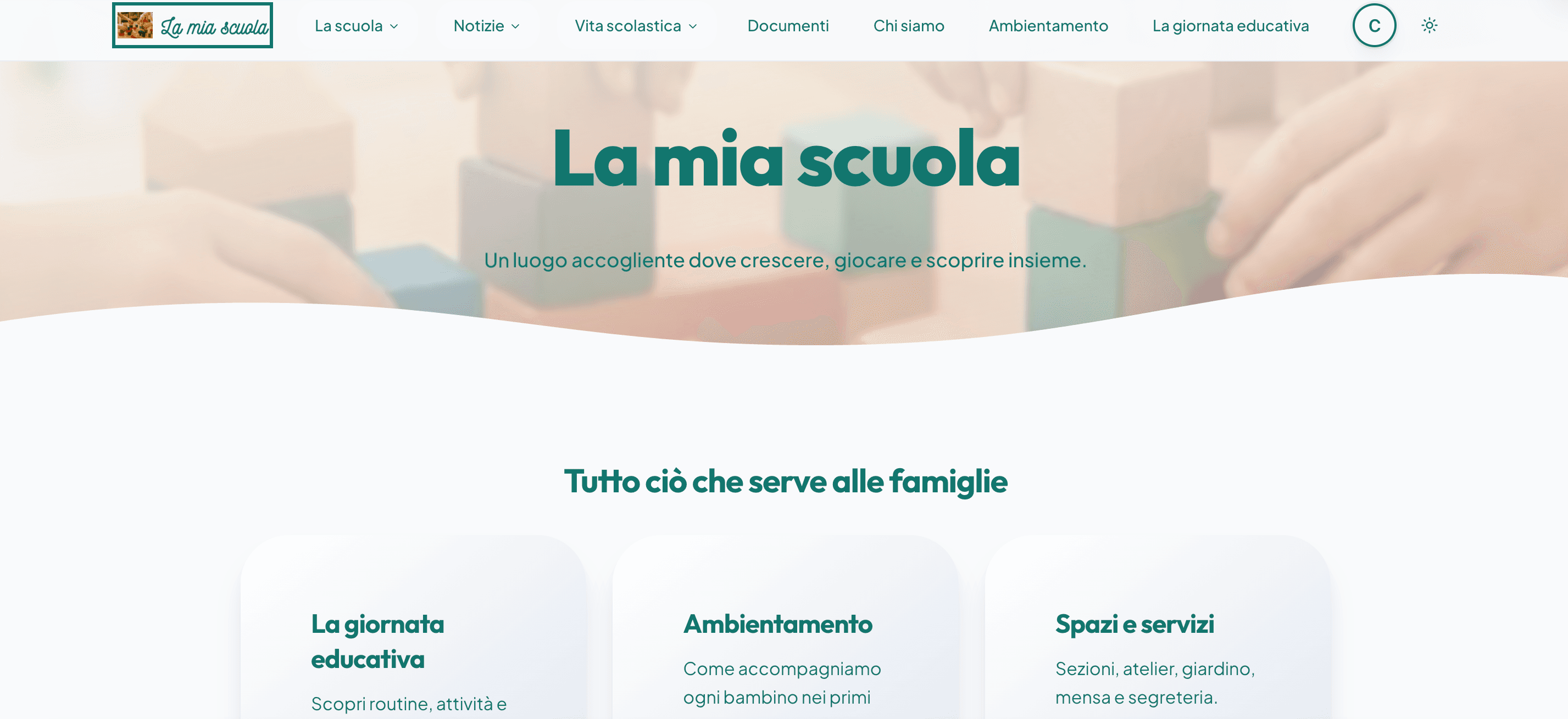 Homepage dimostrativa del sito La mia scuola